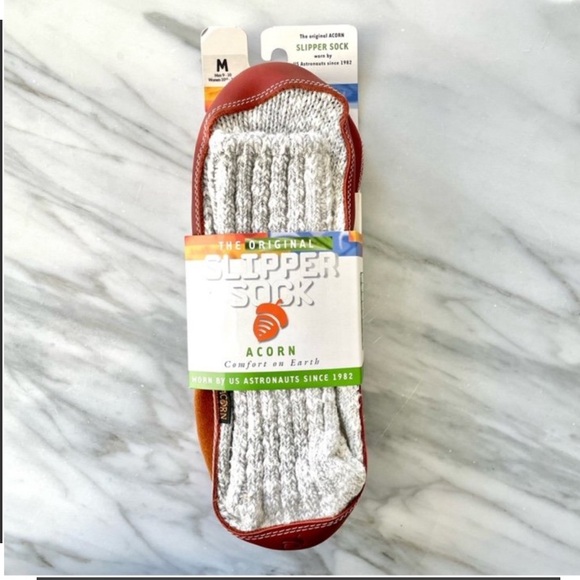 Acorn Original Slipper Sock•NWT•Size M (W 10.5-11.5)•Lt. Grey Wool~Cotton Twist - Picture 2 of 16